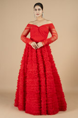 Red Flared Gown4531 video